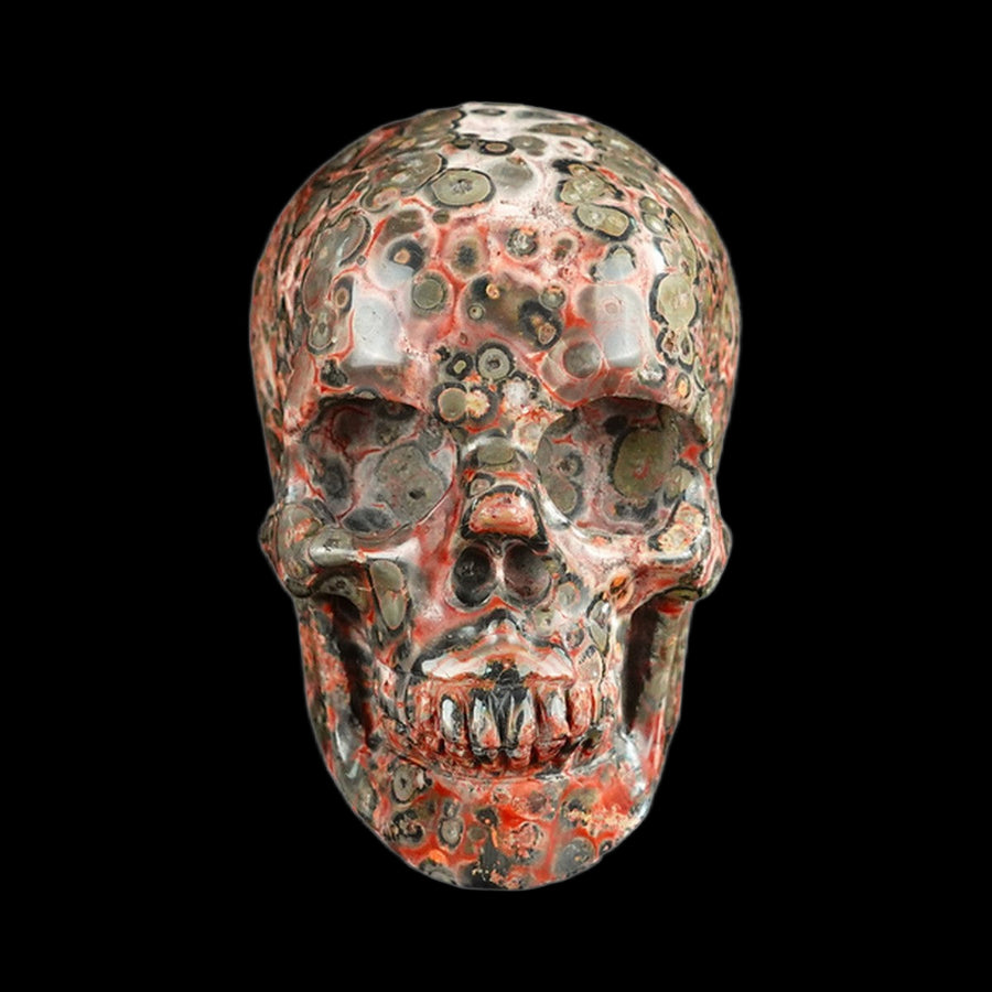 2.2" Red Leopard Skin Jasper Hand Carved Crystal Realistic Skull