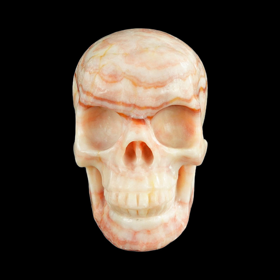 4.5" Rhodochrosite Hand Carved Crystal Realistic Skull