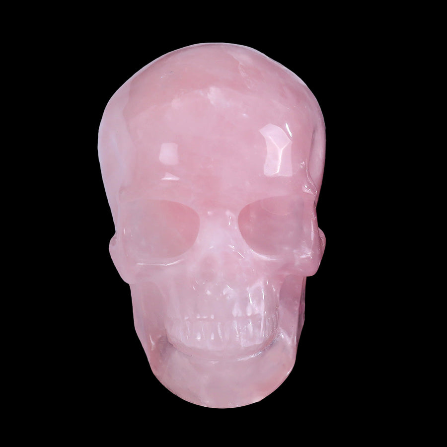 2.2" Rose Quartz Hand Carved Crystal Realistic Skull