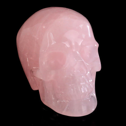 Kindred Vein 3" Rose Quartz Hand Carved Crystal Realistic Skull Sculpture (SKU: SKH30RQ01) - Photo 2