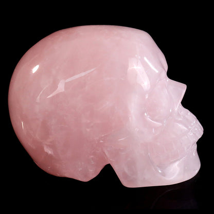 Kindred Vein 3" Rose Quartz Hand Carved Crystal Realistic Skull Sculpture (SKU: SKH30RQ01) - Photo 3