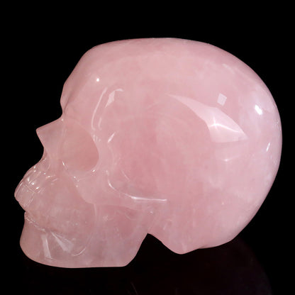 Kindred Vein 3" Rose Quartz Hand Carved Crystal Realistic Skull Sculpture (SKU: SKH30RQ01) - Photo 4