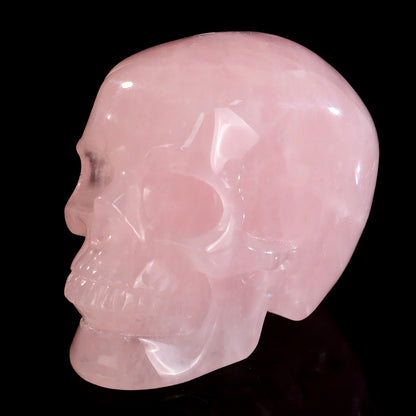 Kindred Vein 3" Rose Quartz Hand Carved Crystal Realistic Skull Sculpture (SKU: SKH30RQ01) - Photo 6