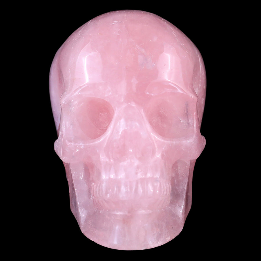 4.5" Rose Quartz Hand Carved Crystal Realistic Skull