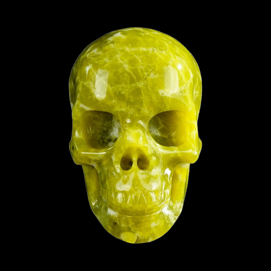 3" Serpentine Hand Carved Crystal Realistic Skull