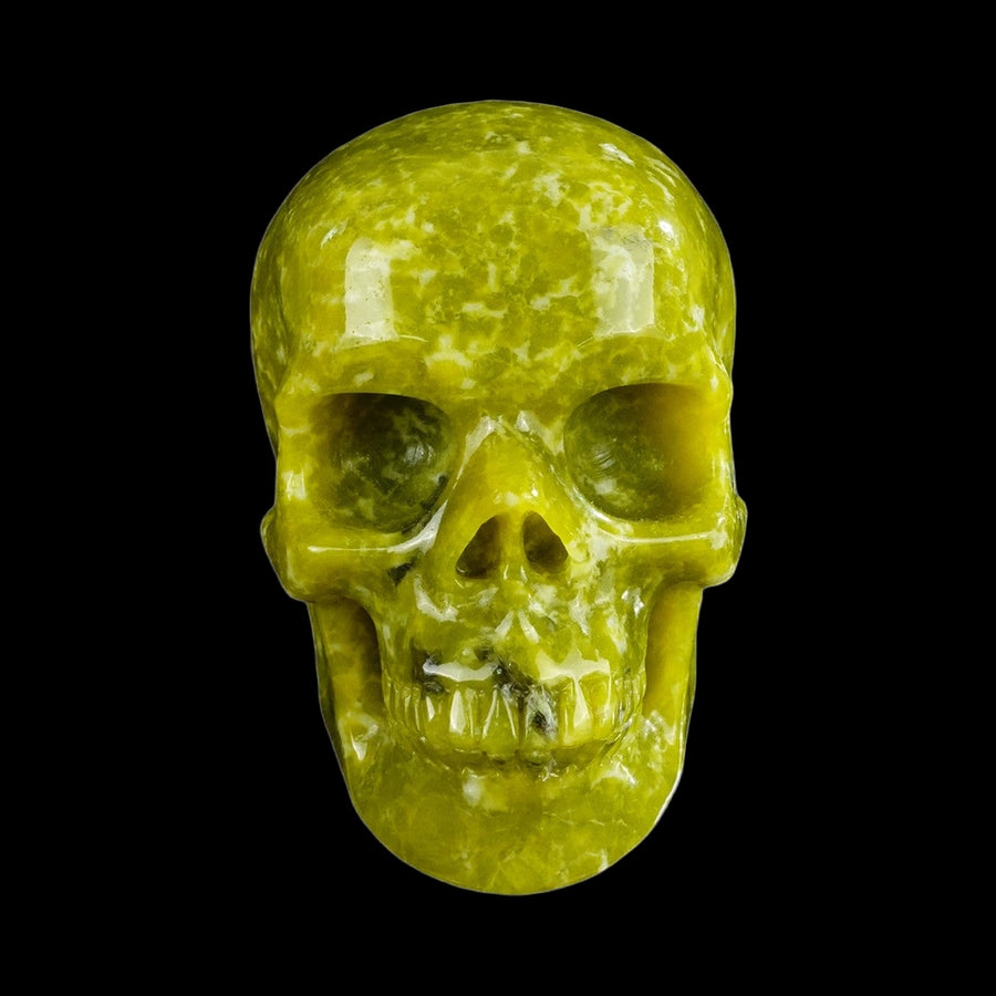 4.5" Serpentine Hand Carved Crystal Realistic Skull