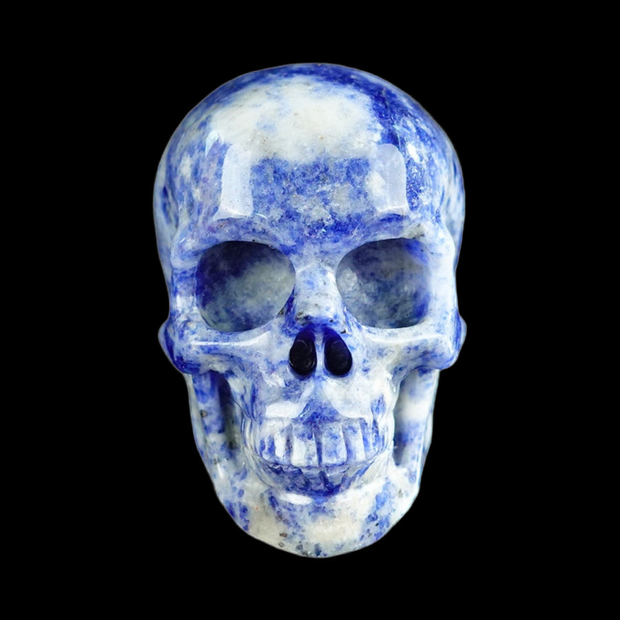 2.2" Sodalite Hand Carved Crystal Realistic Skull | No.001