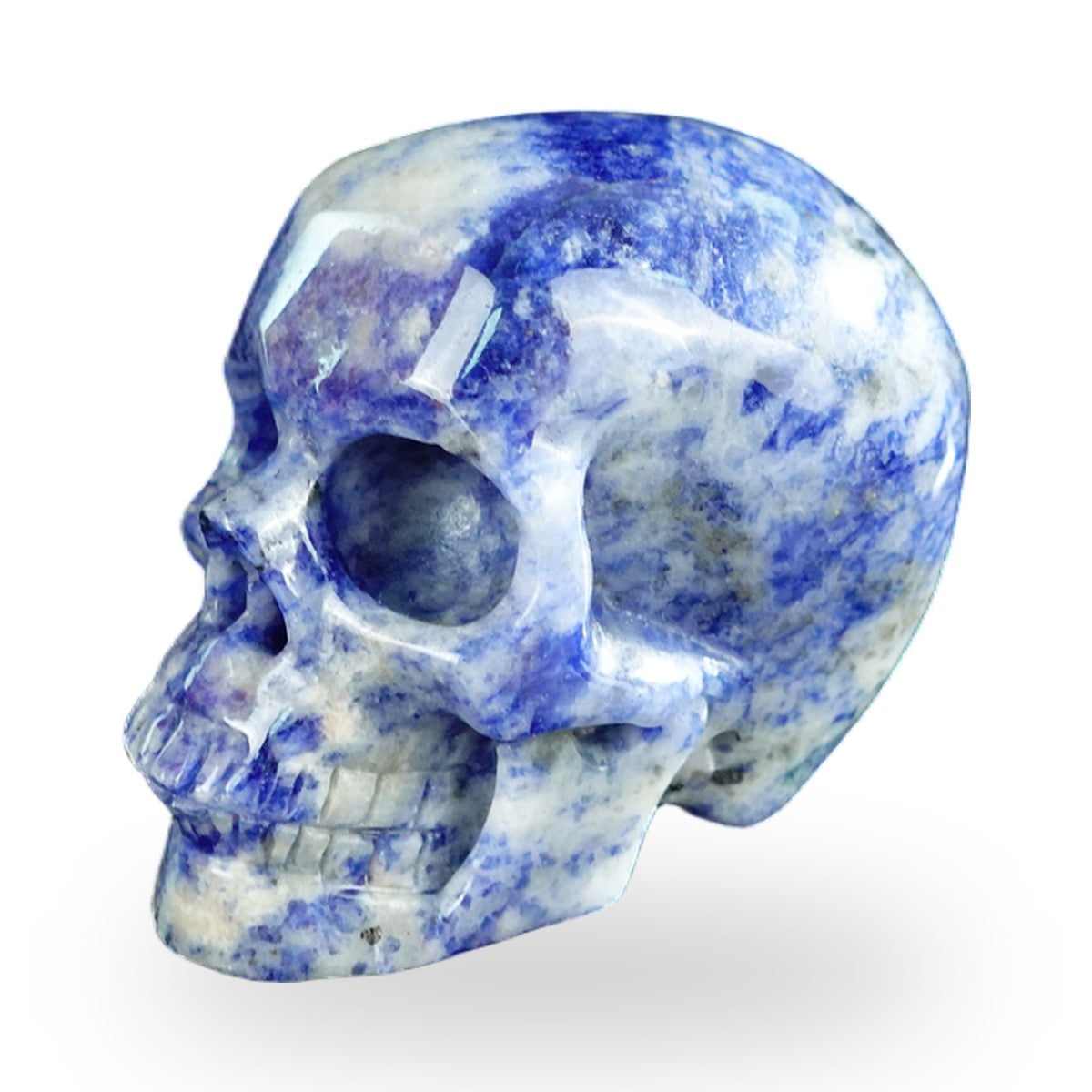 Kindred Vein 2.2" Sodalite Hand Carved Crystal Realistic Skull Sculpture (SKU: SKH20SL01) - Photo 7
