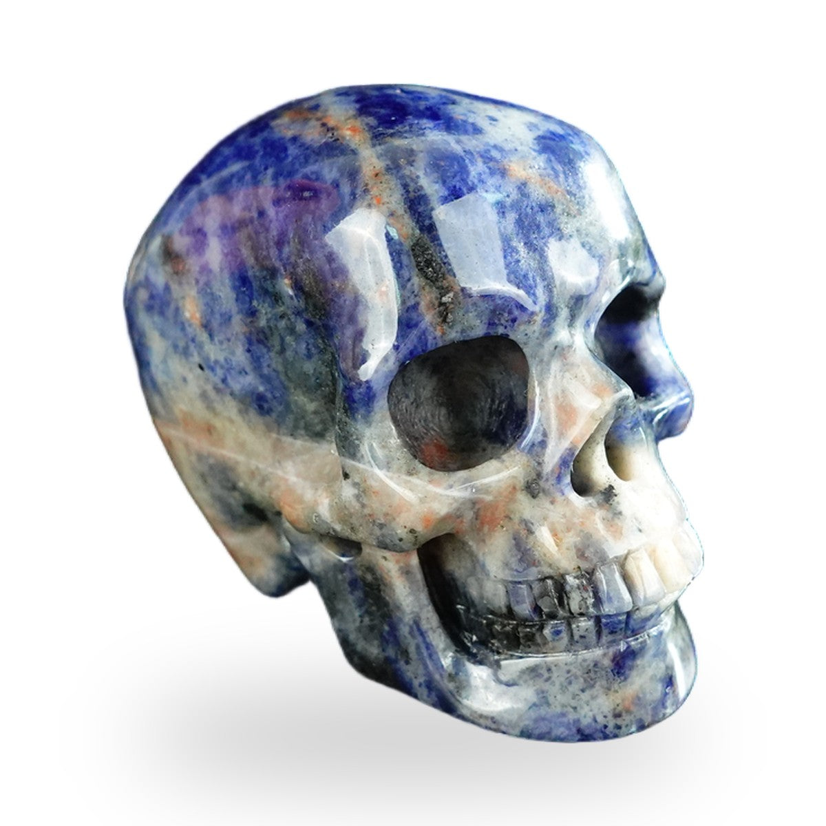 Kindred Vein 2.2" Sodalite Hand Carved Crystal Realistic Skull Sculpture (SKU: SKH20SL03) - Photo 19