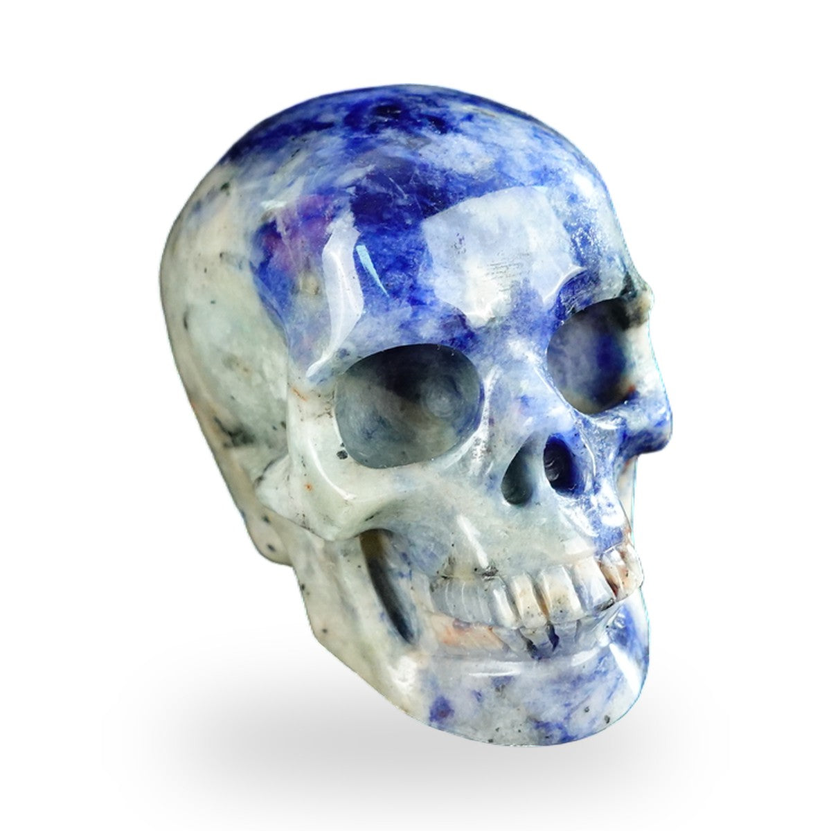 Kindred Vein 2.2" Sodalite Hand Carved Crystal Realistic Skull Sculpture (SKU: SKH20SL11) - Photo 82