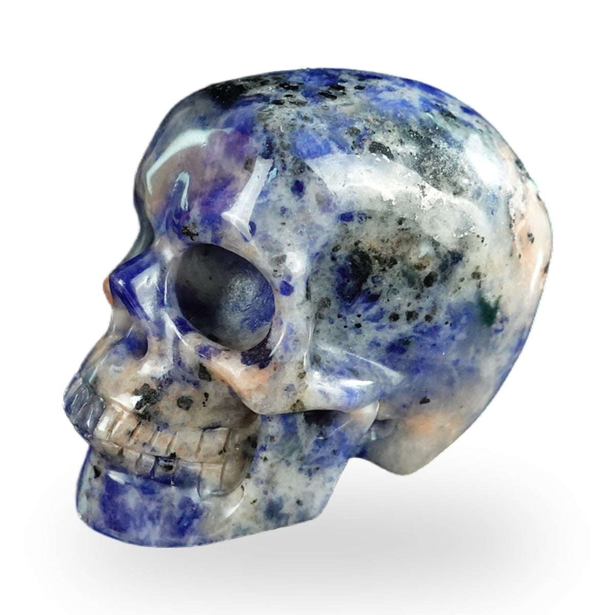 Kindred Vein 2.2" Sodalite Hand Carved Crystal Realistic Skull Sculpture (SKU: SKH20SL16) - Photo 127