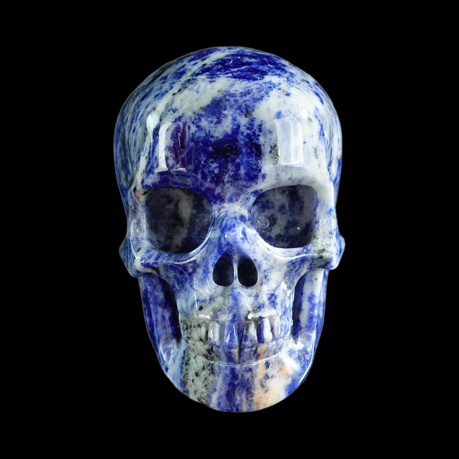 3" Sodalite Hand Carved Crystal Realistic Skull