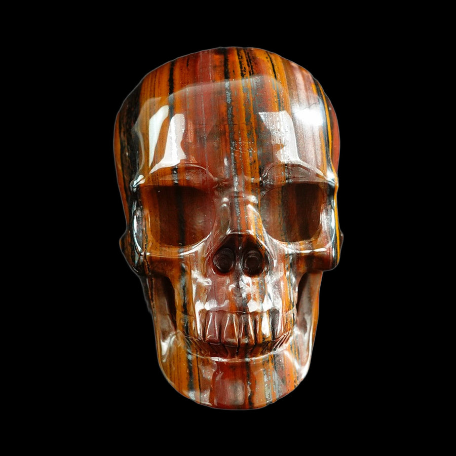 3" Tiger Iron Hand Carved Crystal Realistic Skull