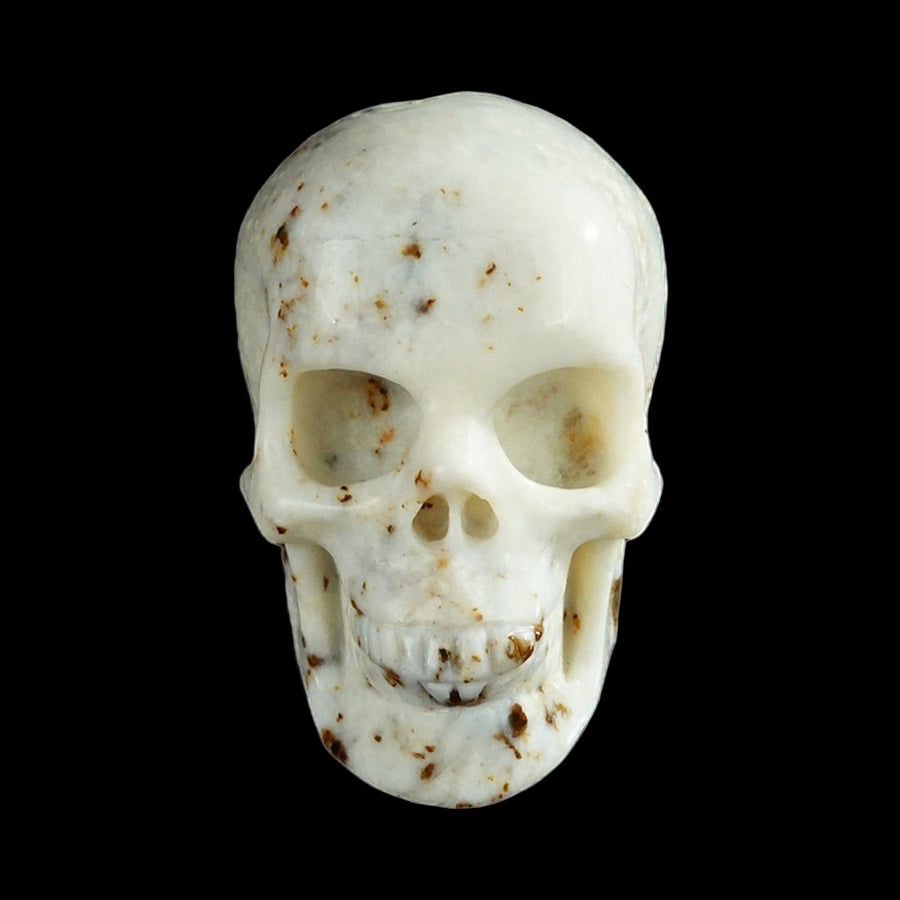 2.2" White Opal Hand Carved Crystal Realistic Skull