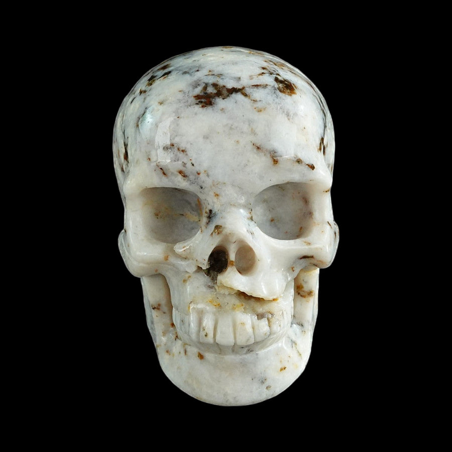 3" White Opal Hand Carved Crystal Realistic Skull